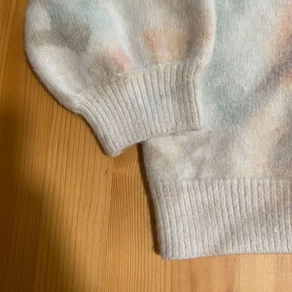 Pol Oversized Pullover Sweater Womens S Pink Tie Dye Comfy Crew Neck Tight Knit - Picture 10 of 12